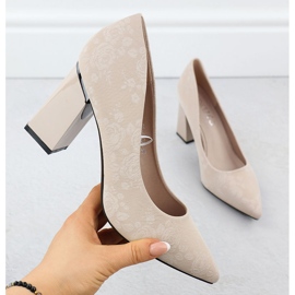 Dámská čerpadla s květinami na Vinceza 62223 Beige Post béžový 1