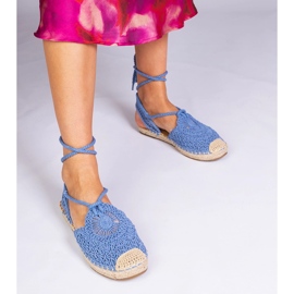 Ploché sandály Espadrilles s plochou modrý 3
