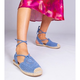 Ploché sandály Espadrilles s plochou modrý 1