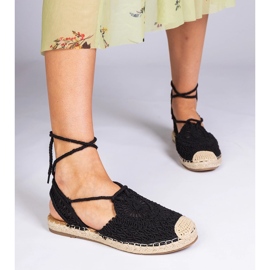 Černé ploché sandály Espadrilles černá 1 Černé ploché sandály Espadrilles černá 1