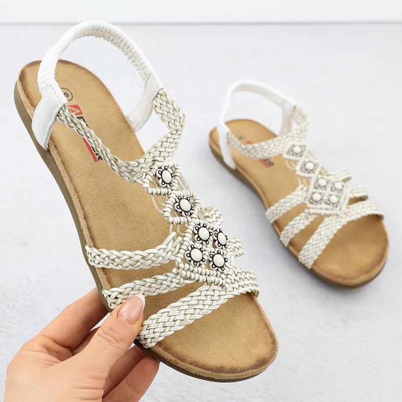 Pohodlné sandály žen Slip -Up White Artiker 56C1323 bílý 1 Pohodlné sandály žen Slip -Up White Artiker 56C1323 bílý 1