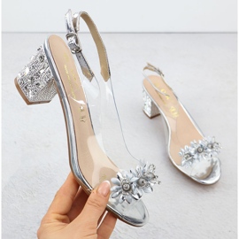 Transparentní dámské sandály na příspěvku se zirkony stříbrným S.Barski MR51-725 1 Transparentní dámské sandály na příspěvku se zirkony stříbrným S.Barski MR51-725 1