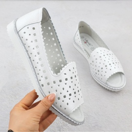 S.Barski Dámské kožené boty Otevřená špička White Pearl S. Barski LR51-922 bílý 1