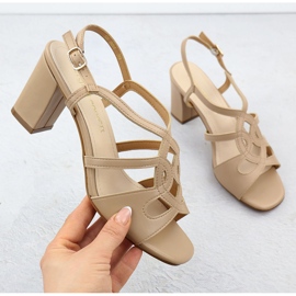 Dámské sandály na post Beige Sergio Leone SK884 béžový 1