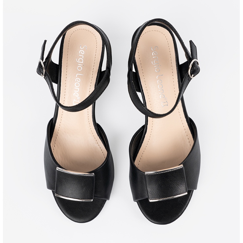 Sergio Leone Sandály na sloupu žen s venkovní patou černou černá 2