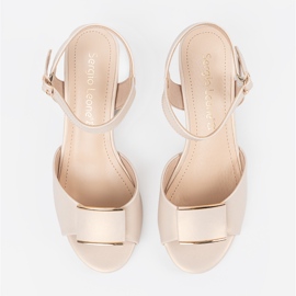 Sergio Leone Sandály na sloupu žen s otevřeným světlem žebrání béžový 2