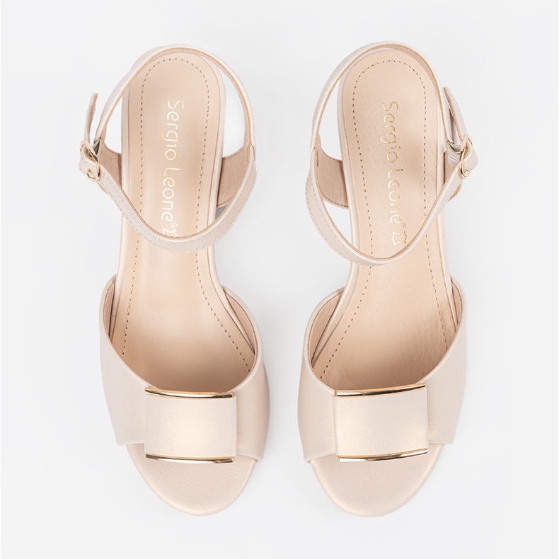 Sergio Leone Sandály na sloupu žen s otevřeným světlem žebrání béžový 2