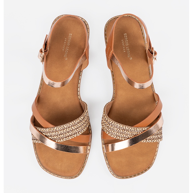 Hnědé dámské sandály na plochém podešvu Sergio Leone hnědý 1