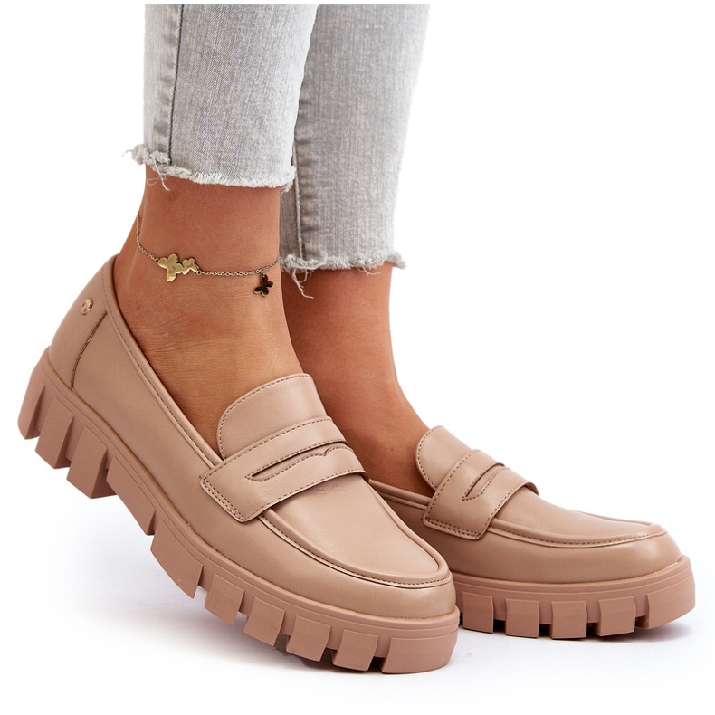 Vinceza Dámská ekologická kožená mochéry kožená béžová vložka béžový 4