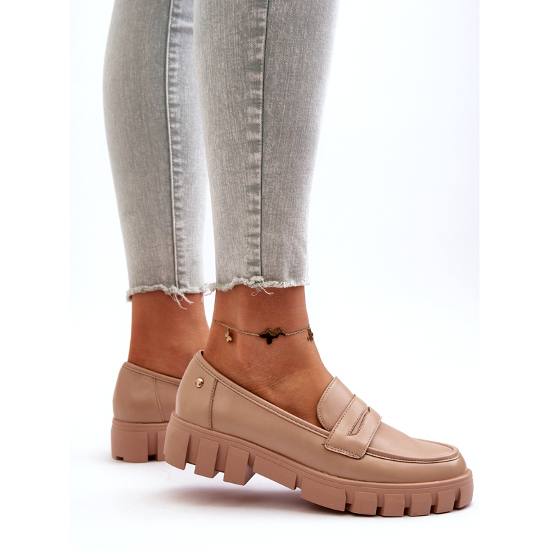 Vinceza Dámská ekologická kožená mochéry kožená béžová vložka béžový 3