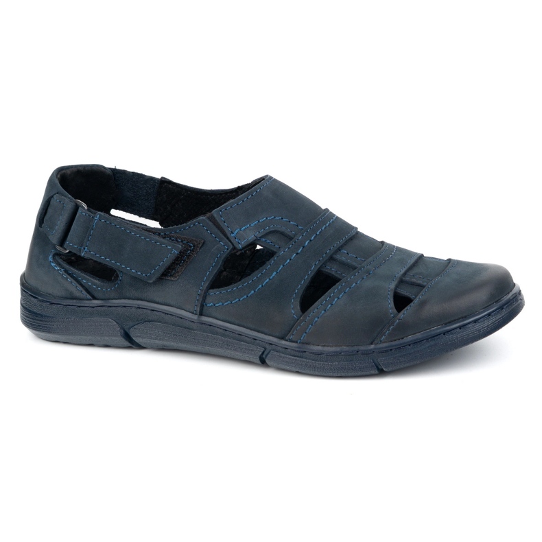 Olivier Pánské kožené boty 54 kz lehké námořnictvo modré na léto modrý 1