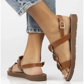 Filippo Dámské ploché kožené sandály OBACS DS6885/25 BROWN hnědý 2