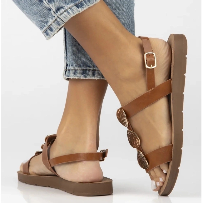 Filippo Dámské ploché kožené sandály OBACS DS6885/25 BROWN hnědý 2