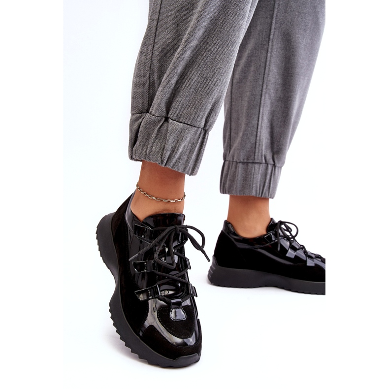 Kožená lakovaná ženská sportovní bota M01/2 Zazoo Black černý 2