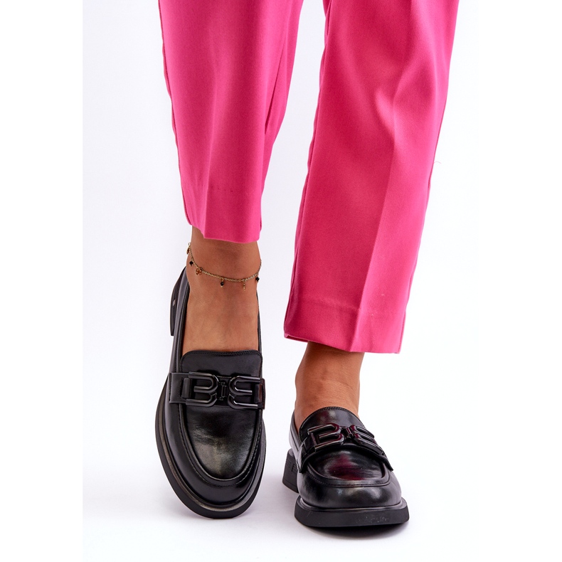 Vinceza Dámské kožené mokasíny s dekorací černou černá 4