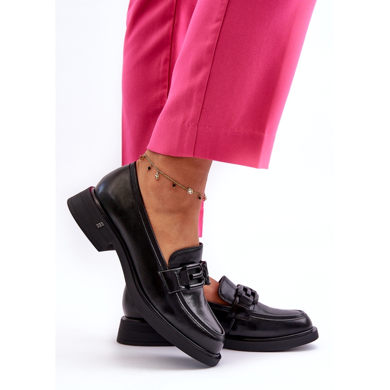 Vinceza Dámské kožené mokasíny s dekorací černou černá 3