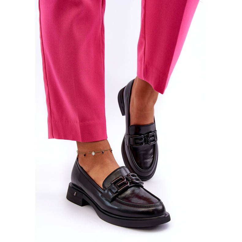 Vinceza Dámské kožené mokasíny s dekorací černou černá 1