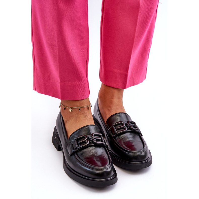 Vinceza Dámské kožené mokasíny s dekorací černou černá 2