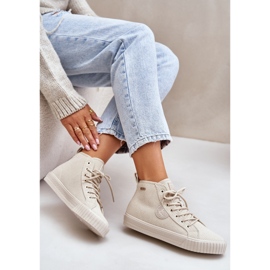Izolované ženské tenisky Corduroy Big Star OO274771 Hi-Polish Beige System béžový 2