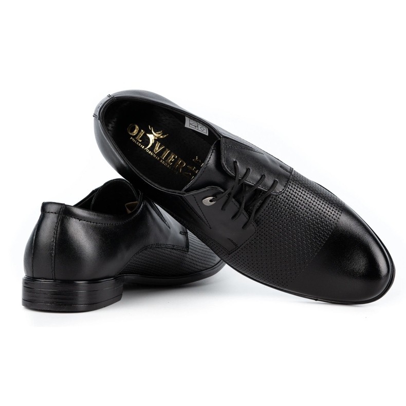 Olivier Pánské elegantní kožené boty 302T3 černá černý 4