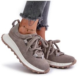 Dámské semišové tenisky se silným šněrováním Artiker 54C1465 šedá 8