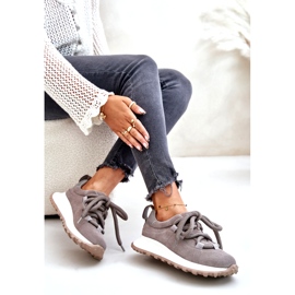 Dámské semišové tenisky se silným šněrováním Artiker 54C1465 šedá 5