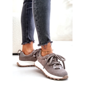 Dámské semišové tenisky se silným šněrováním Artiker 54C1465 šedá 3