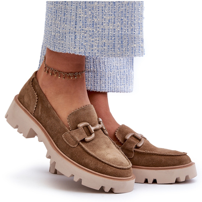 S.Barski Dámské semišové mokasíny s ozdobou ozdoby zelená 6