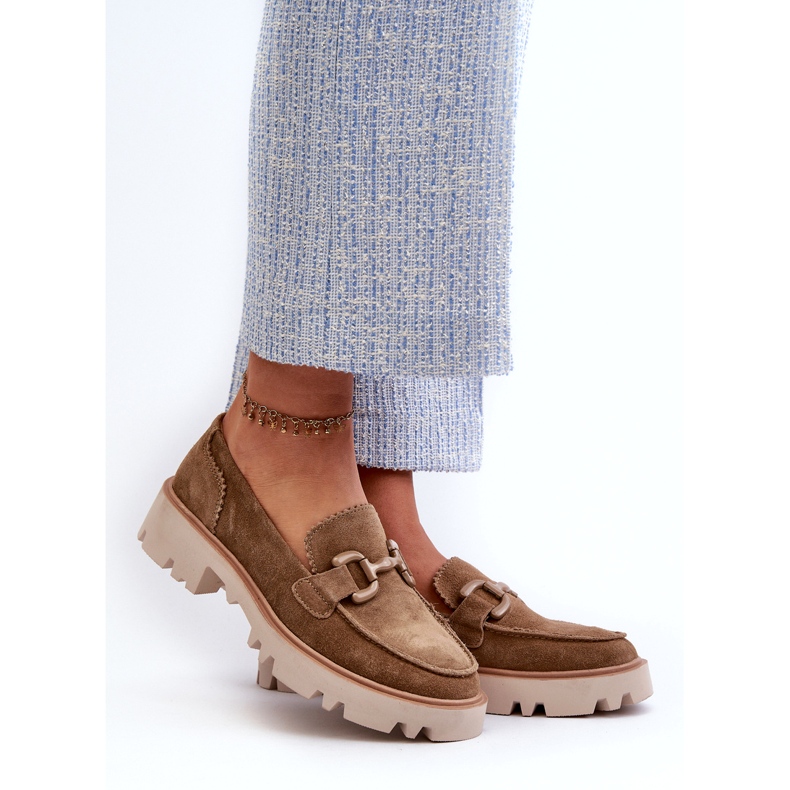 S.Barski Dámské semišové mokasíny s ozdobou ozdoby zelená 1