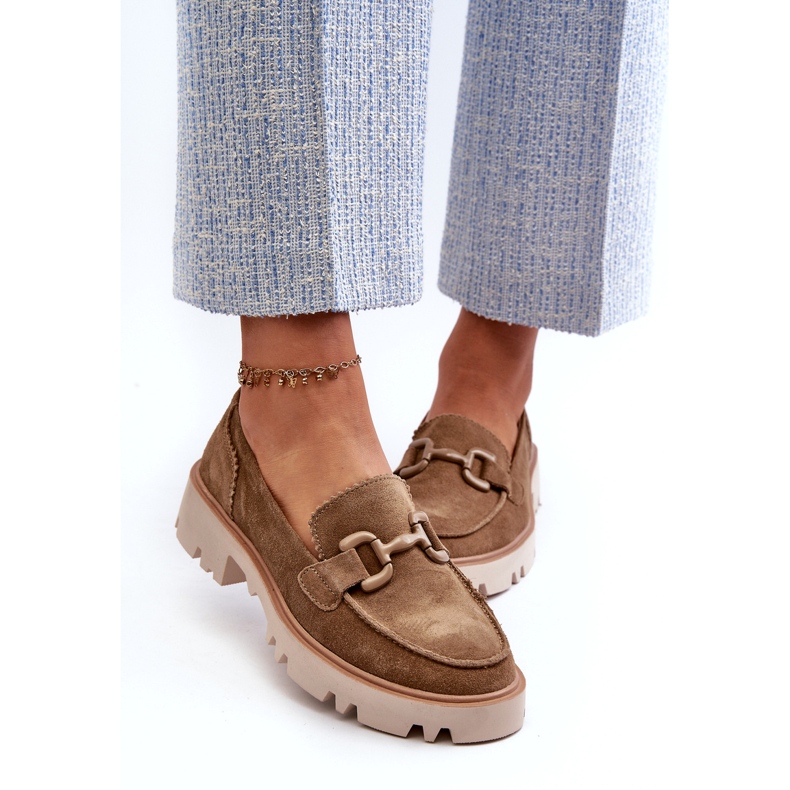 S.Barski Dámské semišové mokasíny s ozdobou ozdoby zelená 3