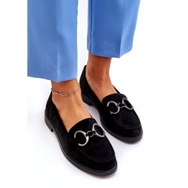 Vinceza Dámské semišové mokasíny s dekorací černé kožené vložky černá 3