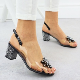 S.Barski Transparentní dámské sandály na sloupu se zirkony Czarne S. Barski MR51-002 černá 6