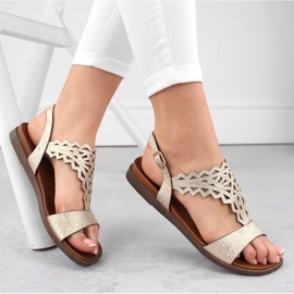 Prolamované ploché sandály Sergio Leone W SK445 zlatý 1