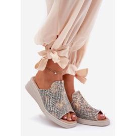 Dámské klíny s klínem se vzorem zvířat hradu béžový 1 Dámské klíny s klínem se vzorem zvířat hradu béžový 1