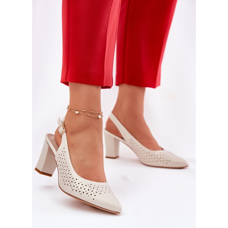 Otevřené sandály s špičatými prsty na Sergio Leone SK163 Pearl Post béžový 2