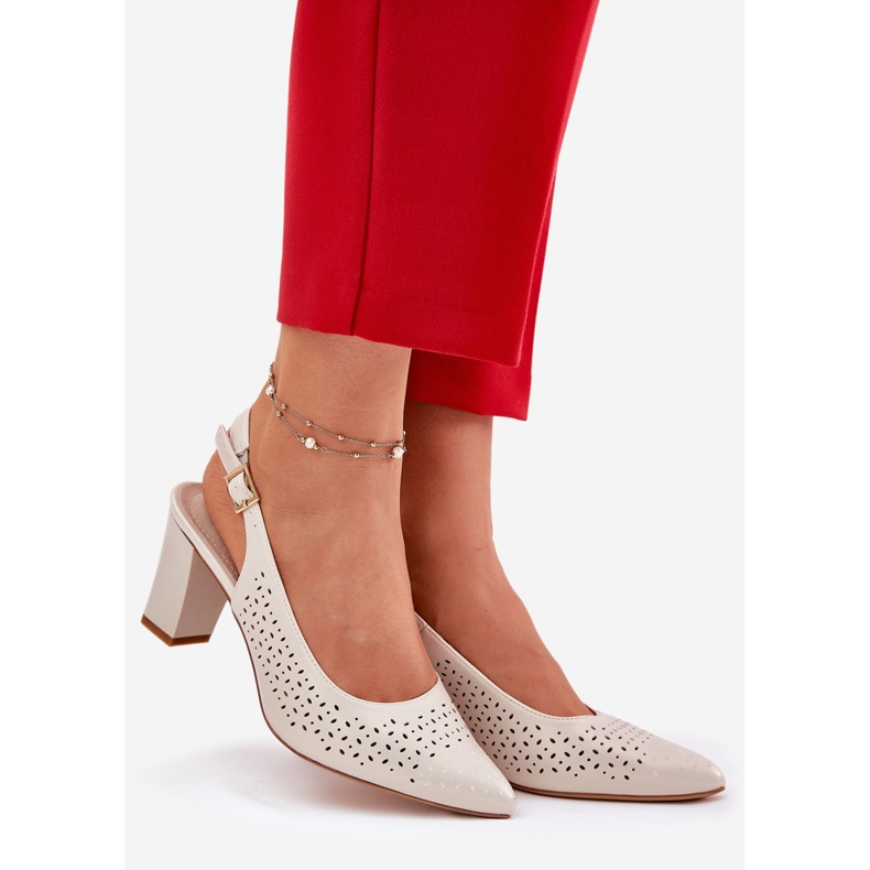 Otevřené sandály s špičatými prsty na Sergio Leone SK163 Pearl Post béžový 1