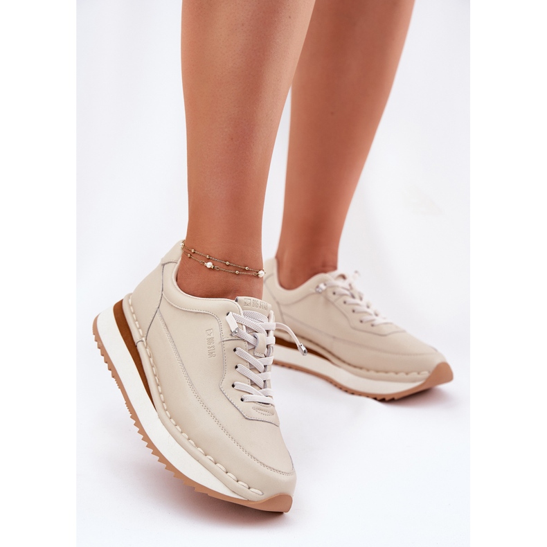Dámské kožené tenisky na platformě Big Star RR274A334 béžový 1