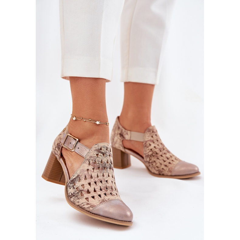 Dámské kožené otevřené práce Maciejka Boots 04962-43 béžový 2