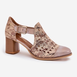 Dámské kožené otevřené práce Maciejka Boots 04962-43 béžový 4