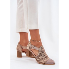 Dámské kožené otevřené práce Maciejka Boots 04962-43 béžový 5