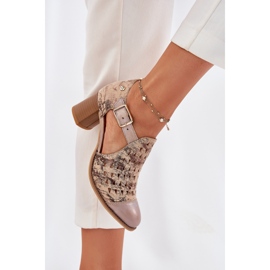 Dámské kožené otevřené práce Maciejka Boots 04962-43 béžový 6