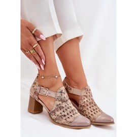 Dámské kožené otevřené práce Maciejka Boots 04962-43 béžový 7