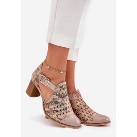Dámské kožené otevřené práce Maciejka Boots 04962-43 béžový 1