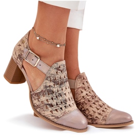 Dámské kožené otevřené práce Maciejka Boots 04962-43 béžový 8