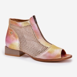 Dámské kožené boty s plochým podpatkem s holými prsty Maciejka 06413-15 Pink-Orange růžový 4