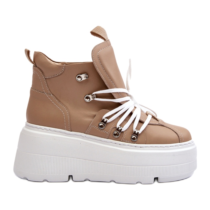 Zazoo 3416 kožené dámské sportovní boty, béžová béžový 3