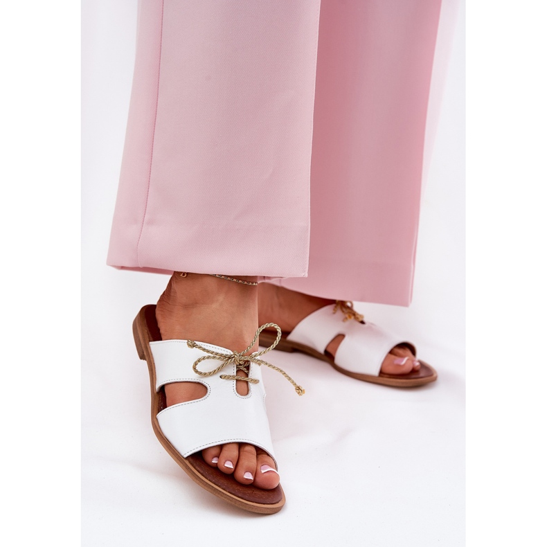 Dámské kožené žabky zazoo 3022 bílé bílý 2