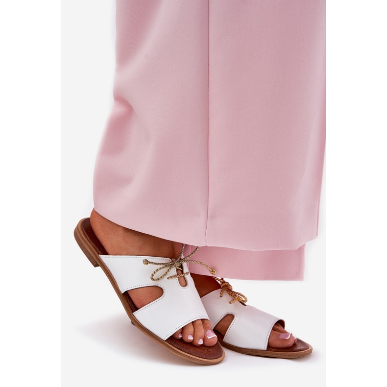 Dámské kožené žabky zazoo 3022 bílé bílý 1