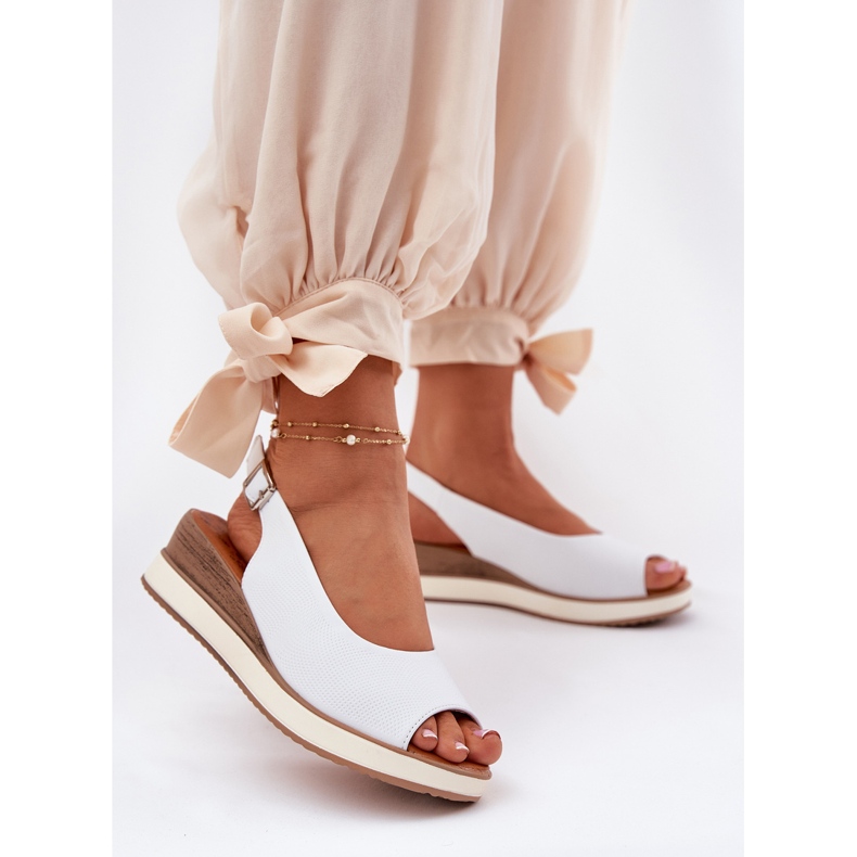 Kožené sandály na Artikera 56C2317 White Wedge bílý 2