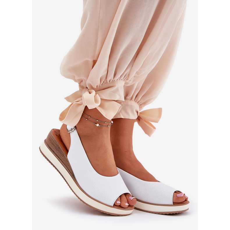 Kožené sandály na Artikera 56C2317 White Wedge bílý 1